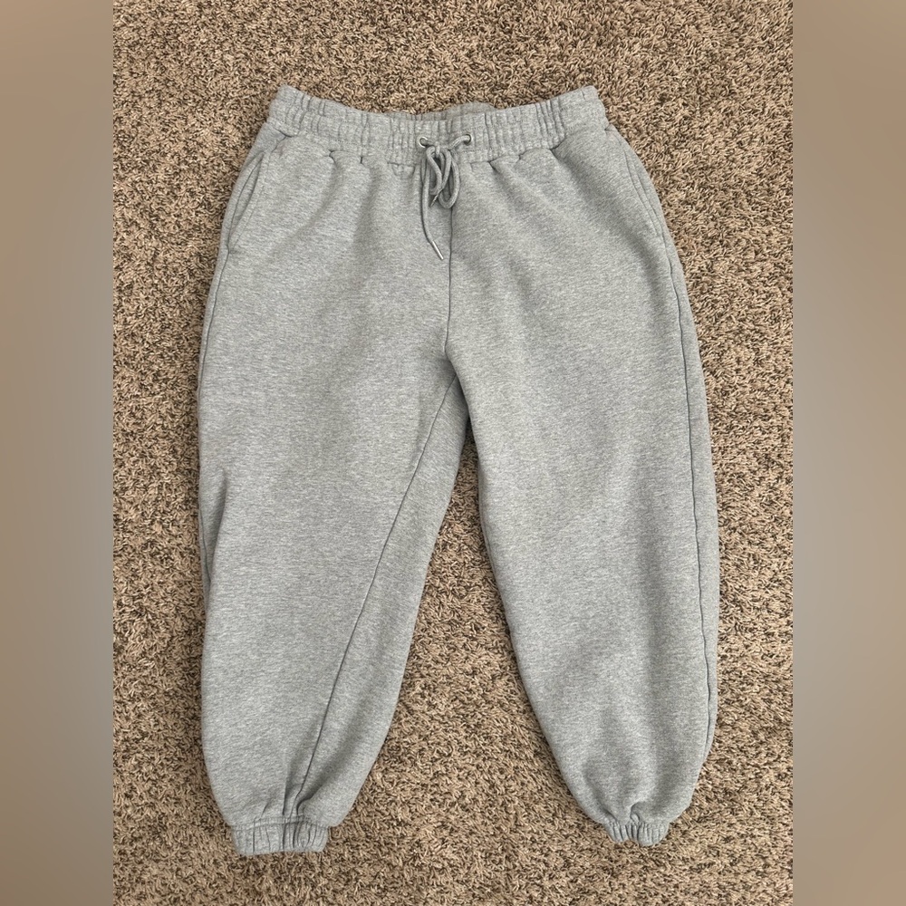 Quince 100% Organic Cotton Heavyweight Cropped Jogger Sweatpants Gray Large